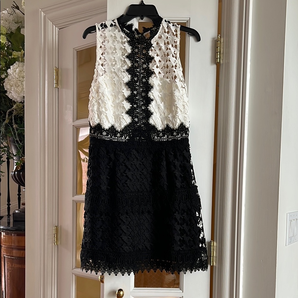Chic Black and White Lace Dress
